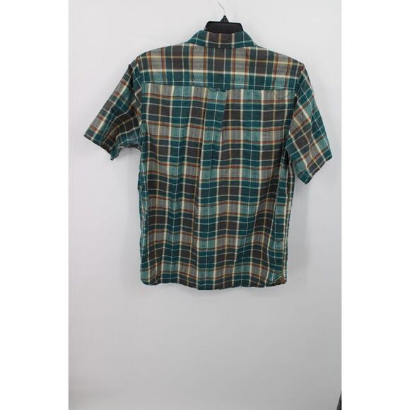 THE NORTH FACE TEAL BLUE PLAID SHORT SLEEVE BUTTON FRONT MENS SIZE LARGE SHIRT - Picture 5 of 8